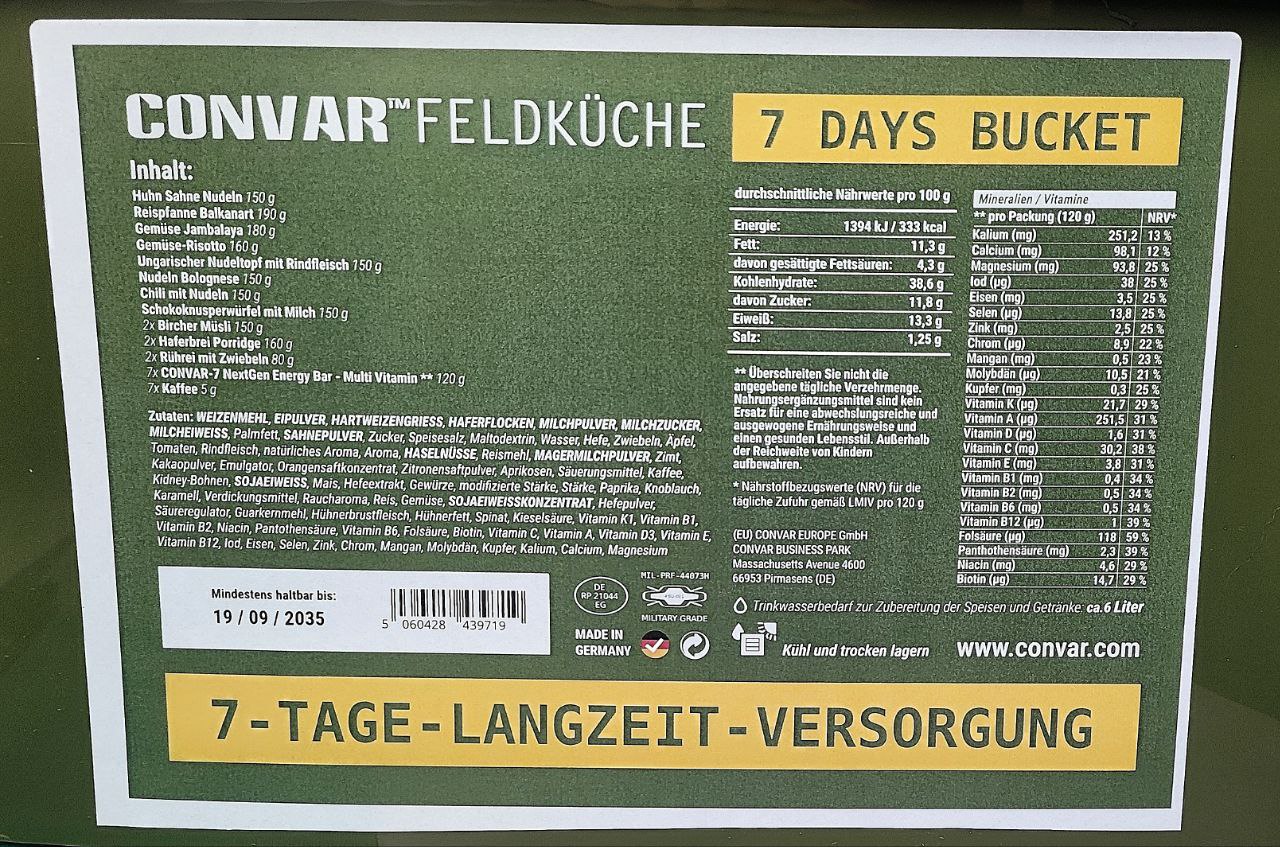 CONVAR™ Feldküche - 7 Tage Versorgung
