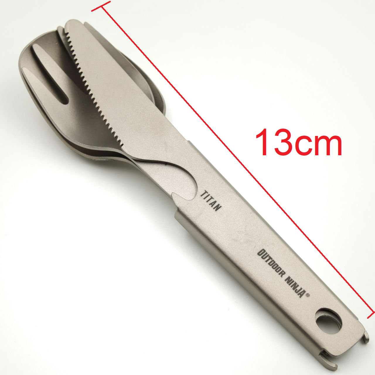 Titan Mini Besteckset Ultraleicht 39 g | 13 cm | Löffel, Gabel, Messer mit Flaschenöffner für Wandern, EDC & Camping