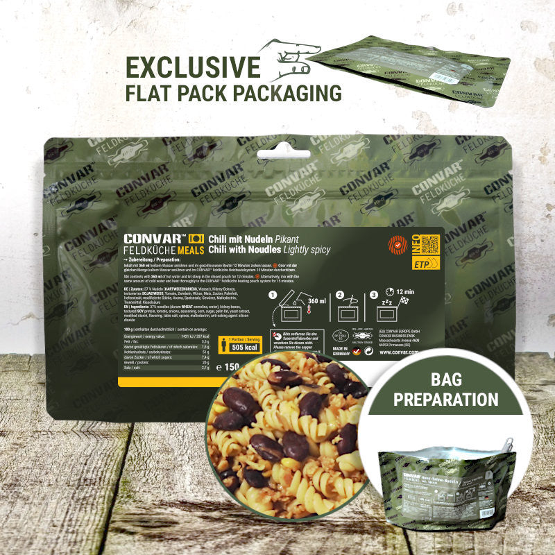 Chili mit Nudeln von CONVAR™ Feldküche