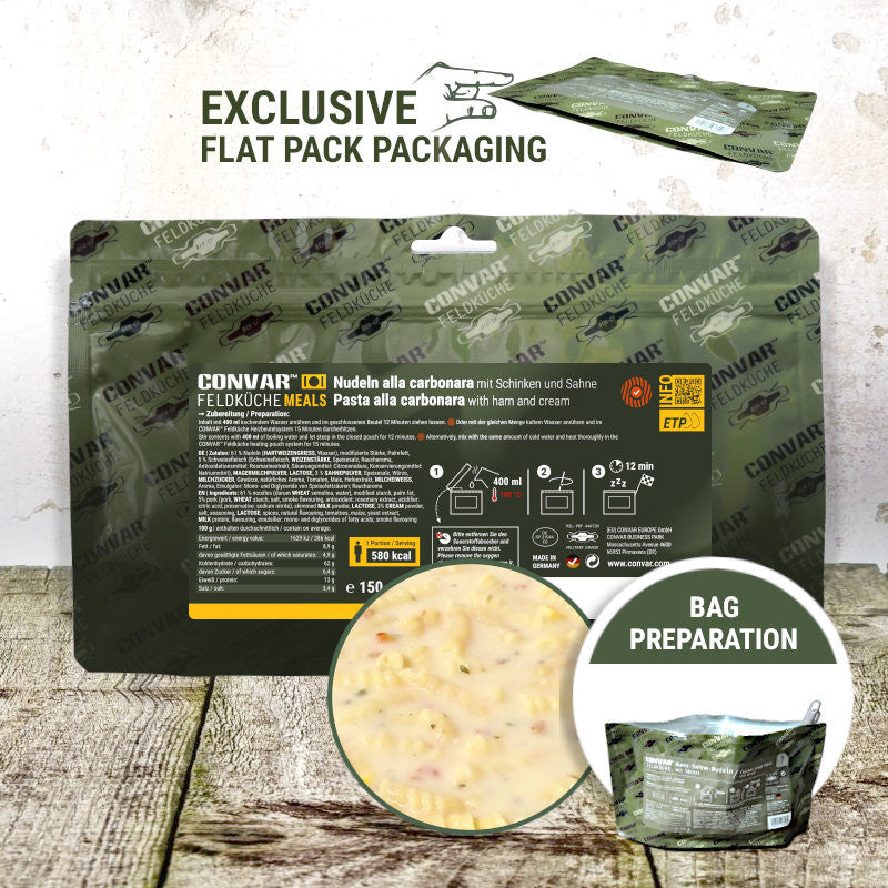 Feldküche Nudeln alla carbonara