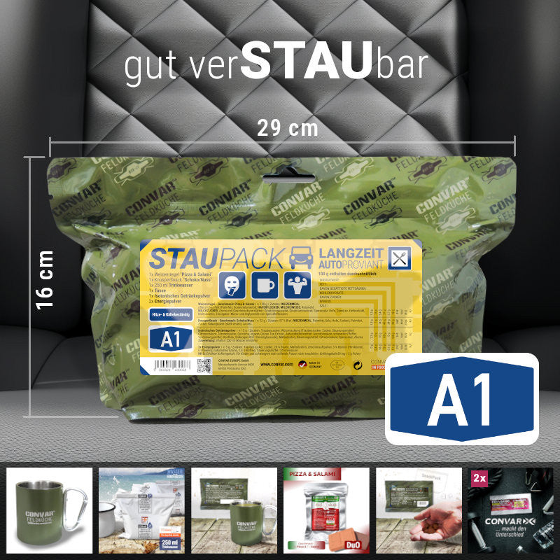 Staupack A1 – Dein Notfallpaket für Auto-Staus.