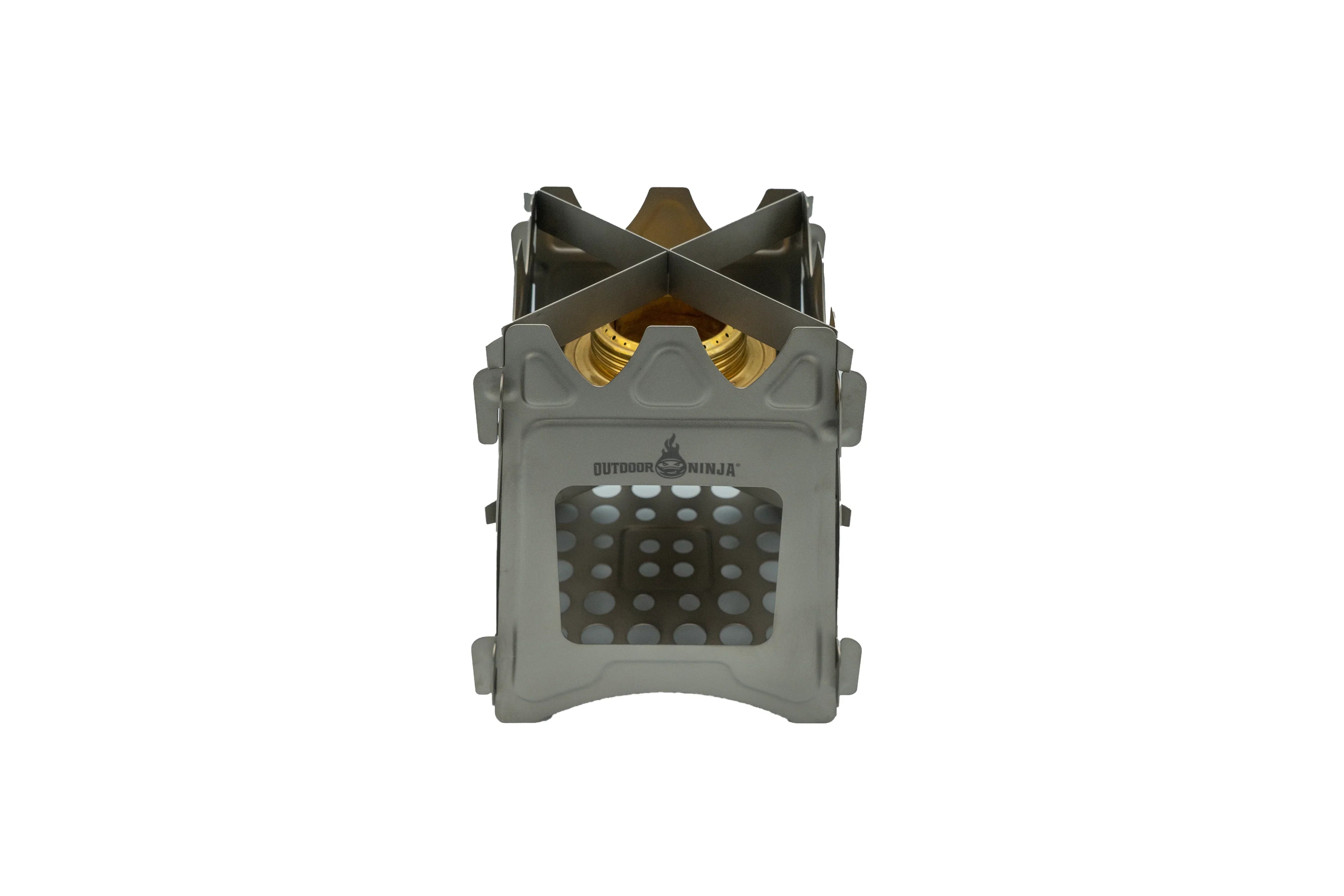 Titan Hobo V2 Pro Holzofen mit Spiritusbrenner Einsatz und Bodenschutzmatte.