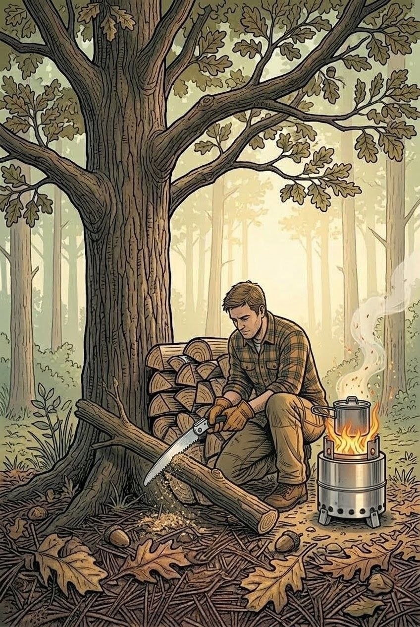 Sägetechnik im Wald