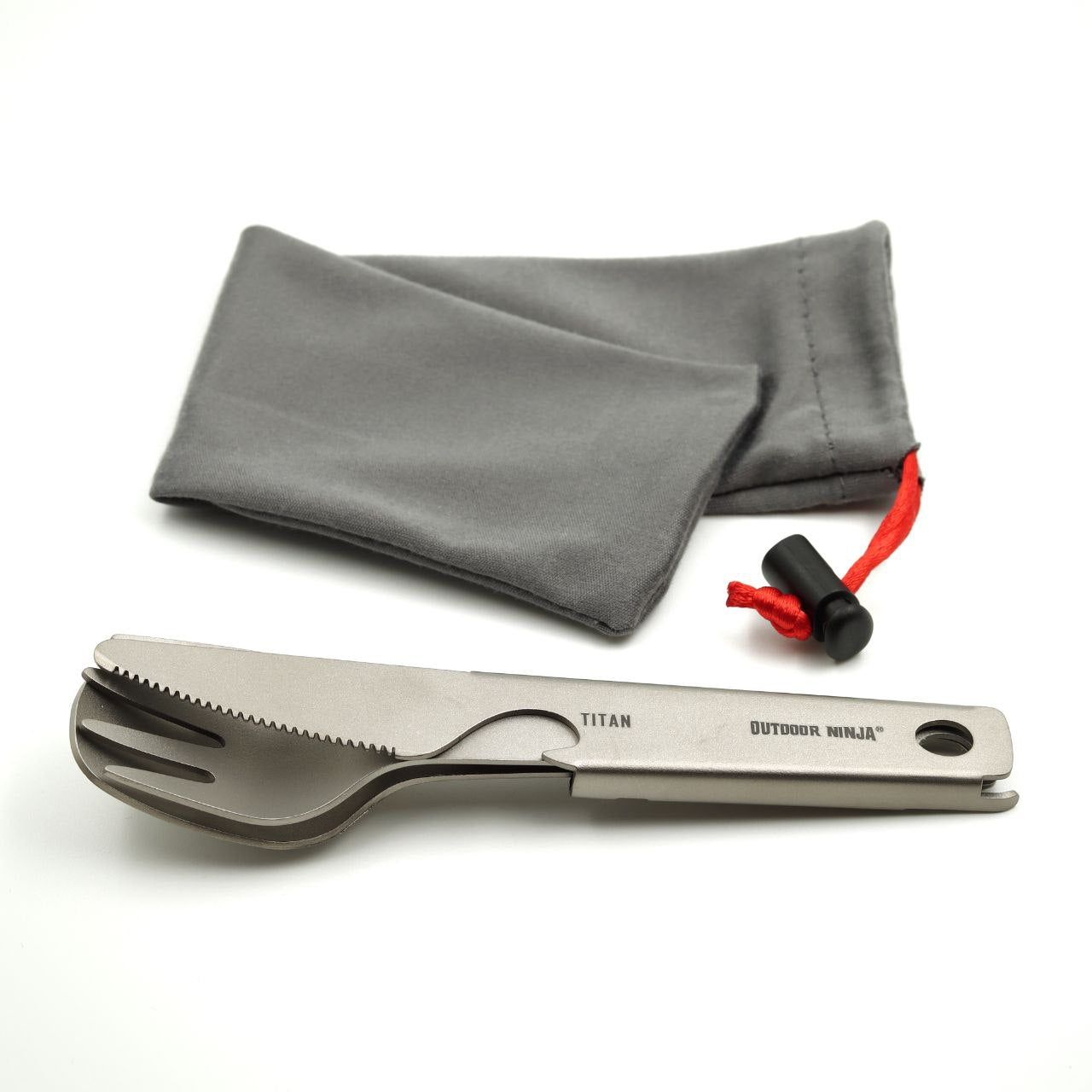 Titan Mini Besteckset Ultraleicht 39 g | 13 cm | Löffel, Gabel, Messer mit Flaschenöffner für Wandern, EDC & Camping