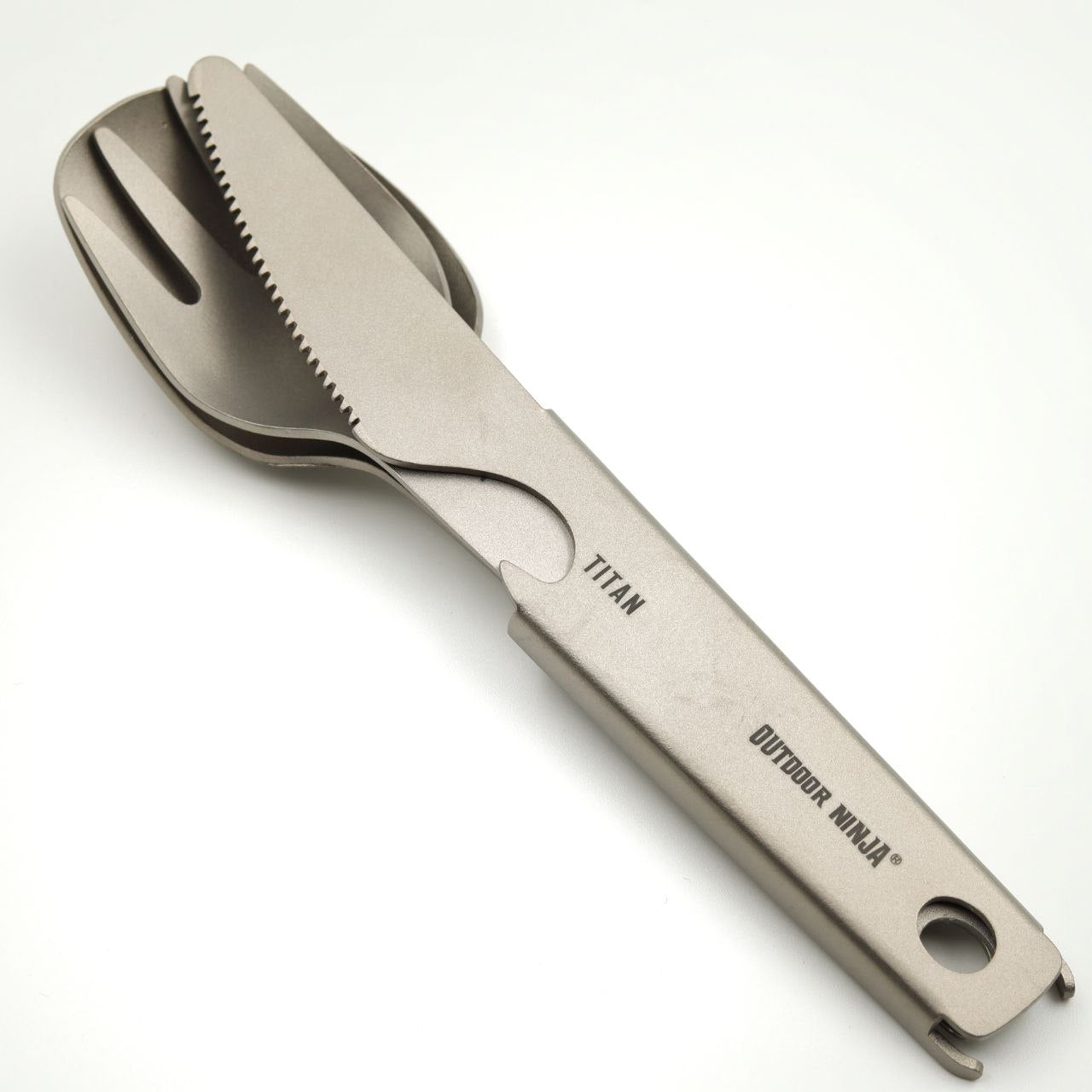 Titan Mini Besteckset Ultraleicht 39 g | 13 cm | Löffel, Gabel, Messer mit Flaschenöffner für Wandern, EDC & Camping