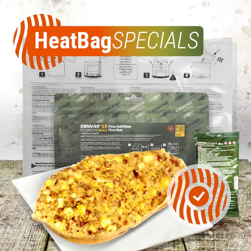 CONVAR™ Feldküche Pizza-Schiffchen (100g) [inkl. Heizelement & Heizbeutel]