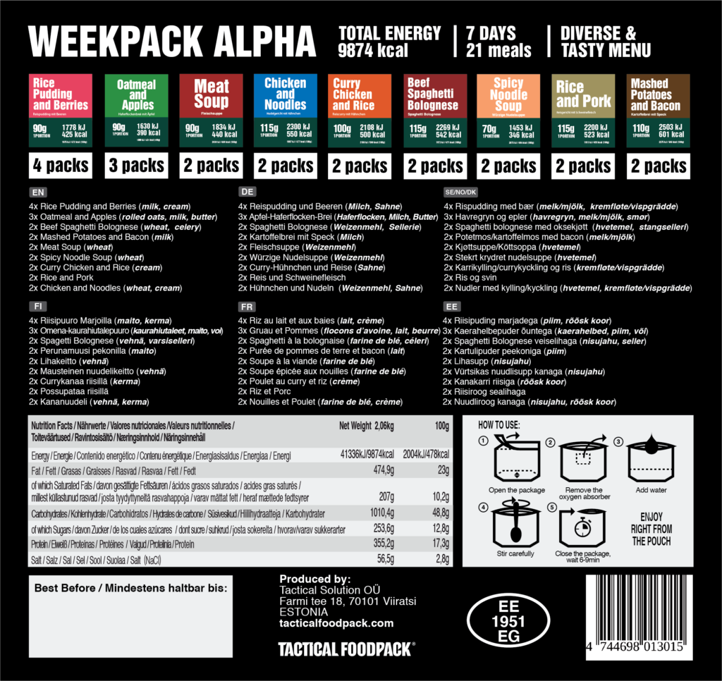 Tactical Foodpack Weekpack Alpha